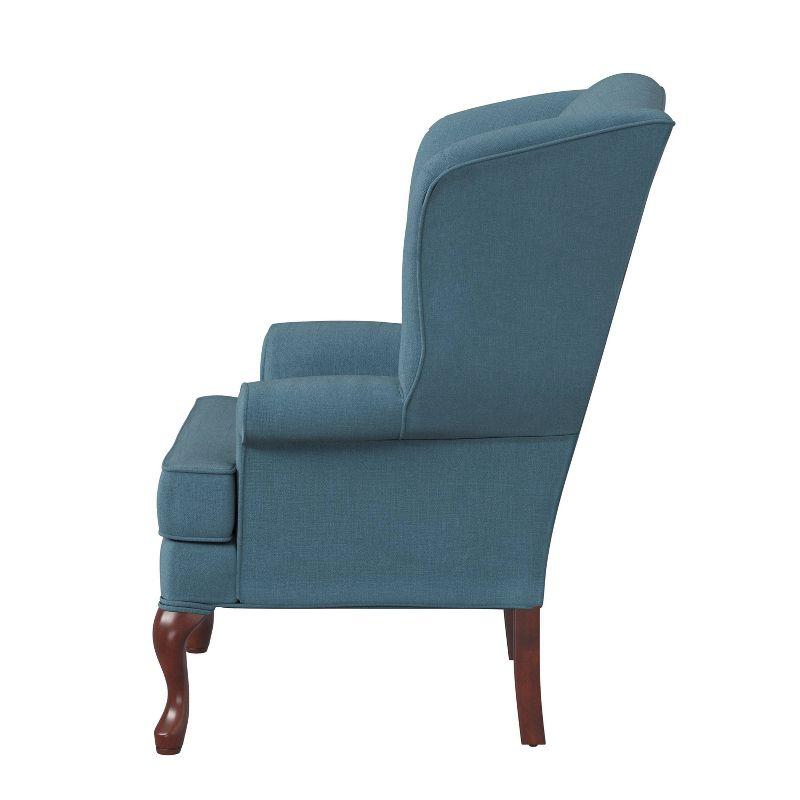Comfort Pointe Erin Wing Back Accent Chair Blue: Handcrafted, Hardwood Frame, No Assembly Required