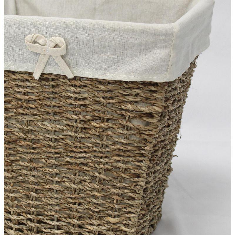 Vintiquewise Woven Seagrass Small Waste Bin Lined with White Washable Lining