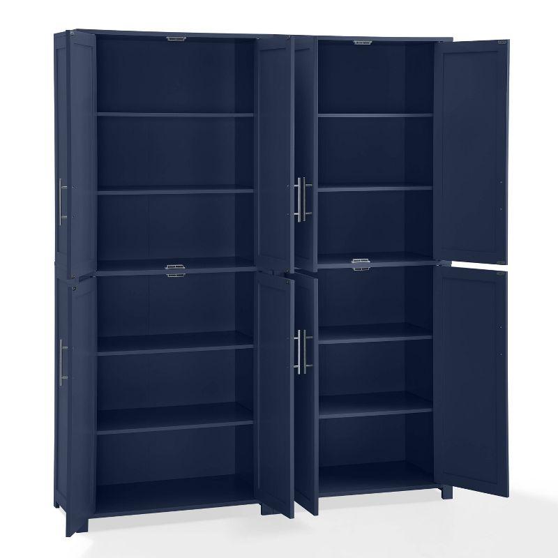 Crosley 67" Savannah 2pc Kitchen Storage Pantry Set Navy: Traditional Style, Wood Veneer, MDF Frame, 6 Shelves