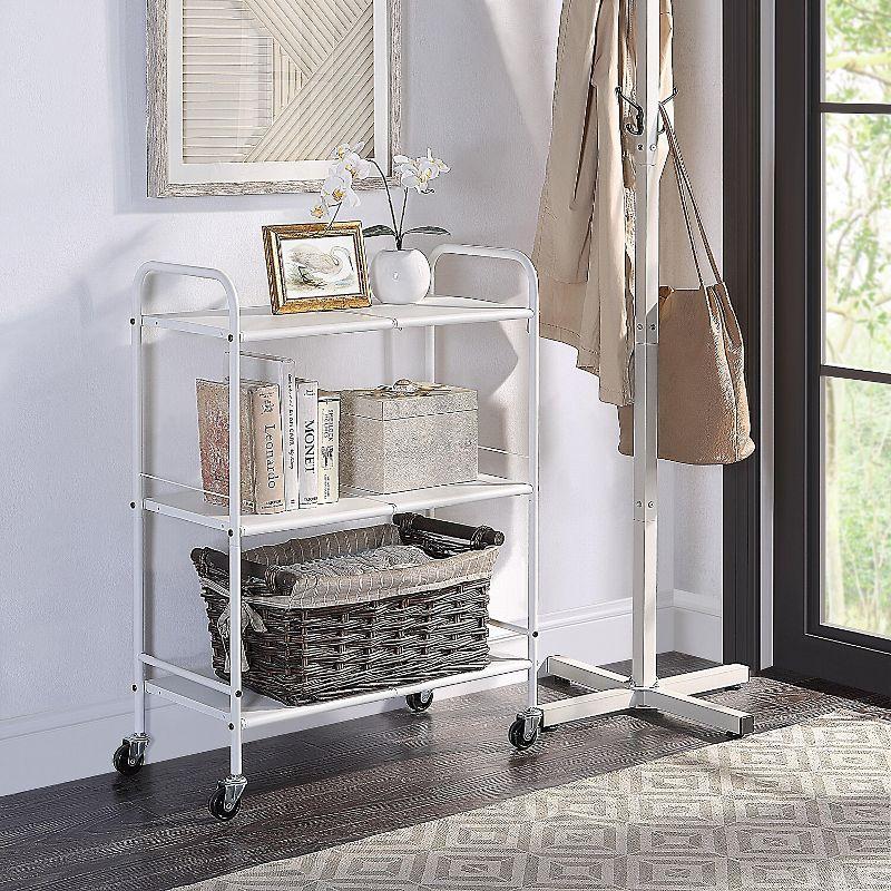 SunnyPoint 3-Tier Wide Rolling Organizer Utility Craft Cart White (YJ-WIDE-W)