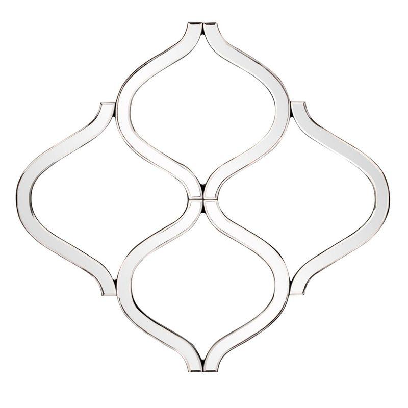 Howard Elliott Decorative Lattice Beveled Accent Wall Mirror Silver: Geometric, Interlocking, No Assembly Required, Wood Frame, Wall Mount