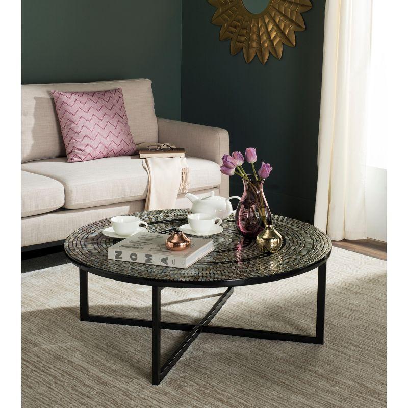 Cheyenne 40'' Round Black Wood & Metal Mosaic Coffee Table