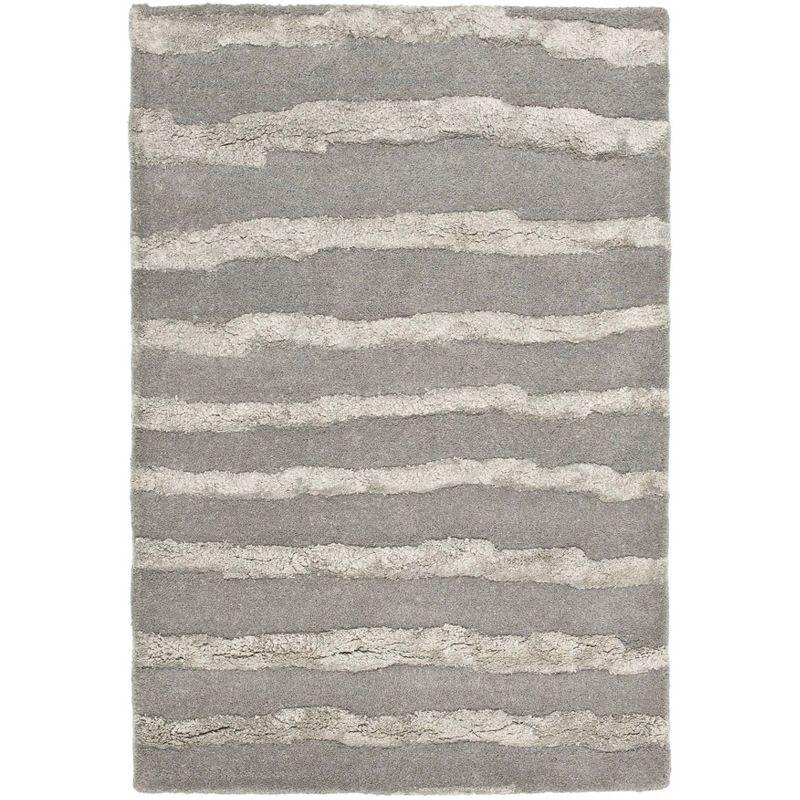 Hand-Tufted Artisan Gray Wool-Viscose Blend Rectangular Rug