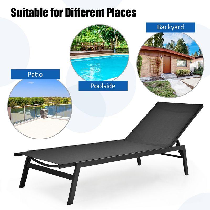 Costway  2 PCS Patio Lounge Chair Chaise Recliner Back Adjustable Garden Black