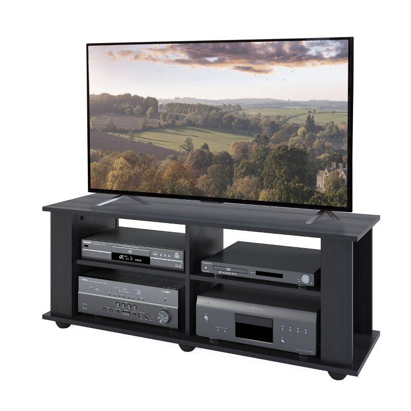 Flat Panel TV Stand for TVs up to 57" CorLiving Ravenwood Black: Open Shelving, MDF Frame, 90lb Capacity