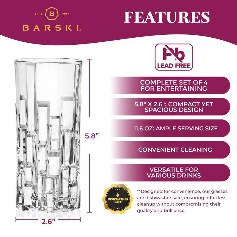 Highball Glass - Drinking Glasses - Set of 4 Hiball Tumblers - 11.6 oz (Set of 4)