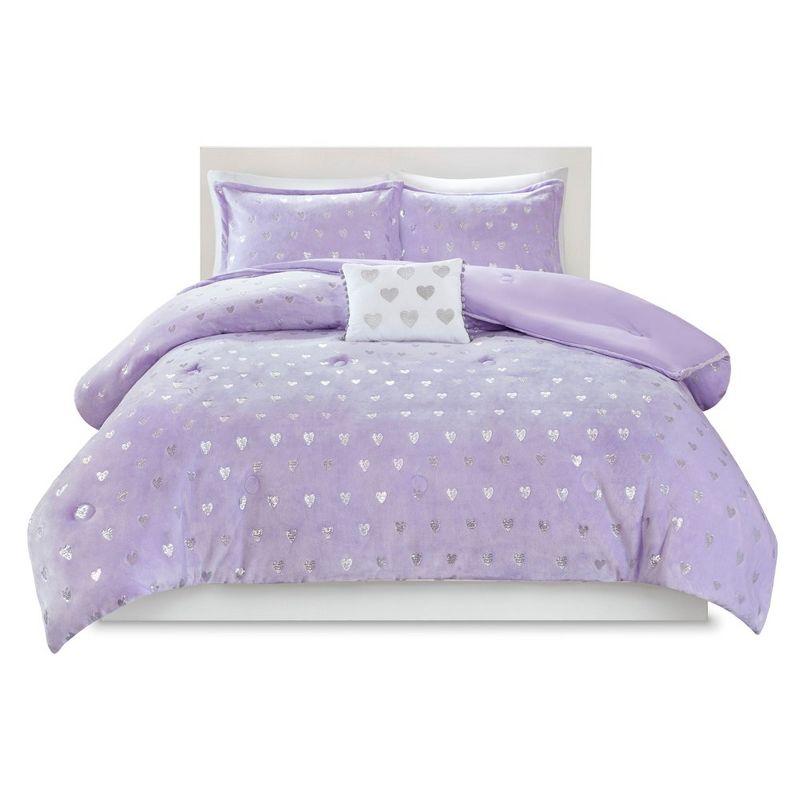 Mi Zone Rosalie Metallic Printed Plush Comforter Set