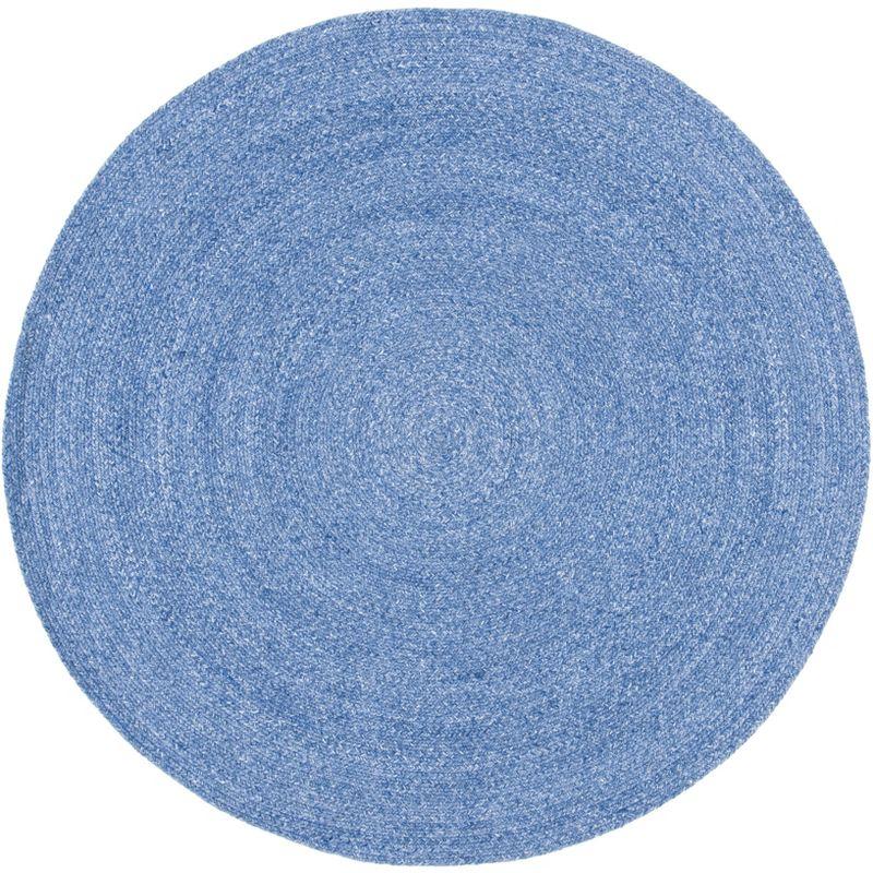 Blue 5' Round Handmade Braided Synthetic Area Rug