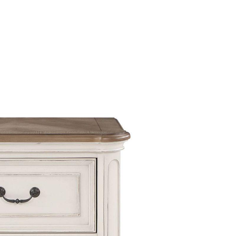 28" Florian Nightstand Antique White Finish - Acme Furniture: Elegant Square Design, No Assembly, Wood Composite Frame