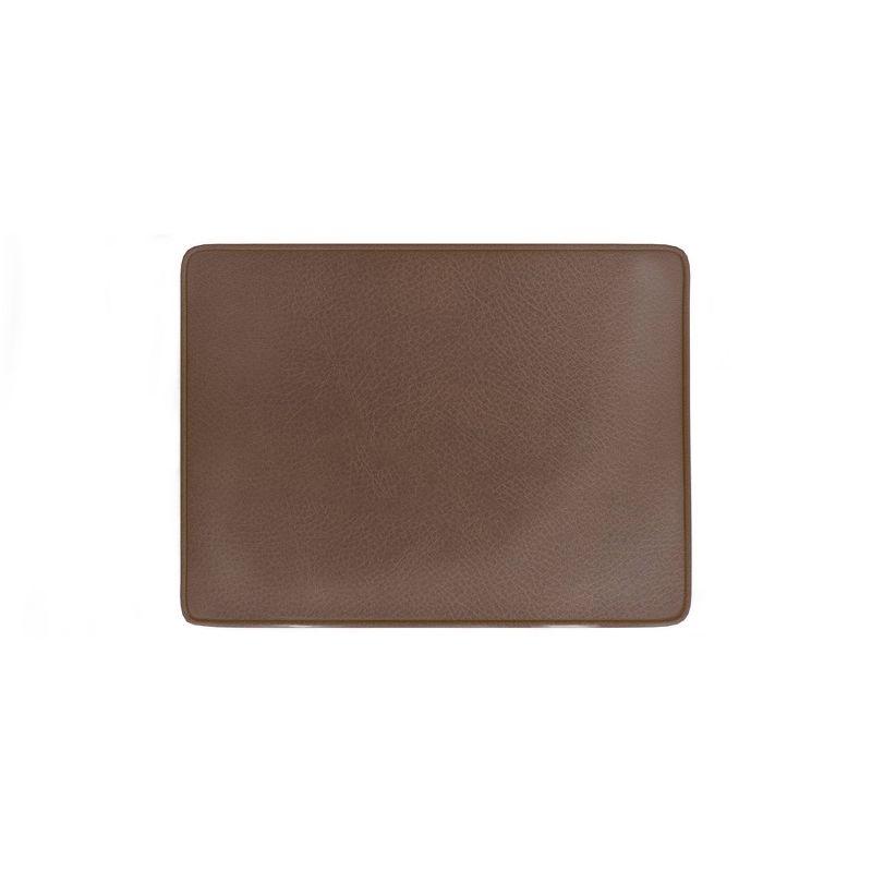 24" Dinah Storage Ottoman Brown Faux Leather - HomePop: Honey Oak Legs, Soft-Close Hinge, Footstool