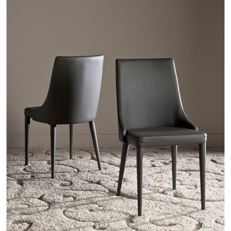 Summerset 19" H Leather Side Chair (Set of 2) - FOX2014 - Grey - Safavieh Couture