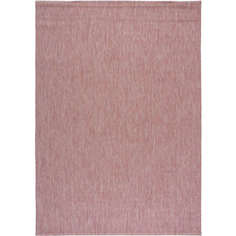 Reversible Courtyard Red & Beige Flat Woven Synthetic Area Rug - 8' x 11'