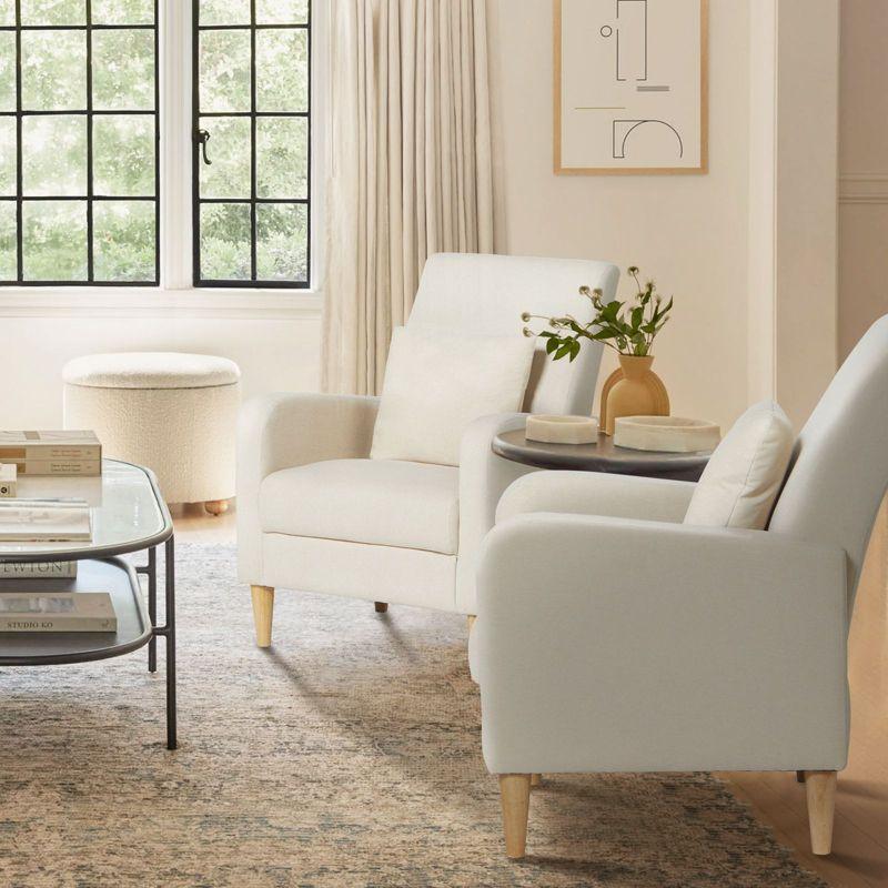 Ora Maison Modern Fabric Armchair with Cushion, Upholstered Side Chair for Living Room, Solo Sofa Chair with Wood Support,Beige