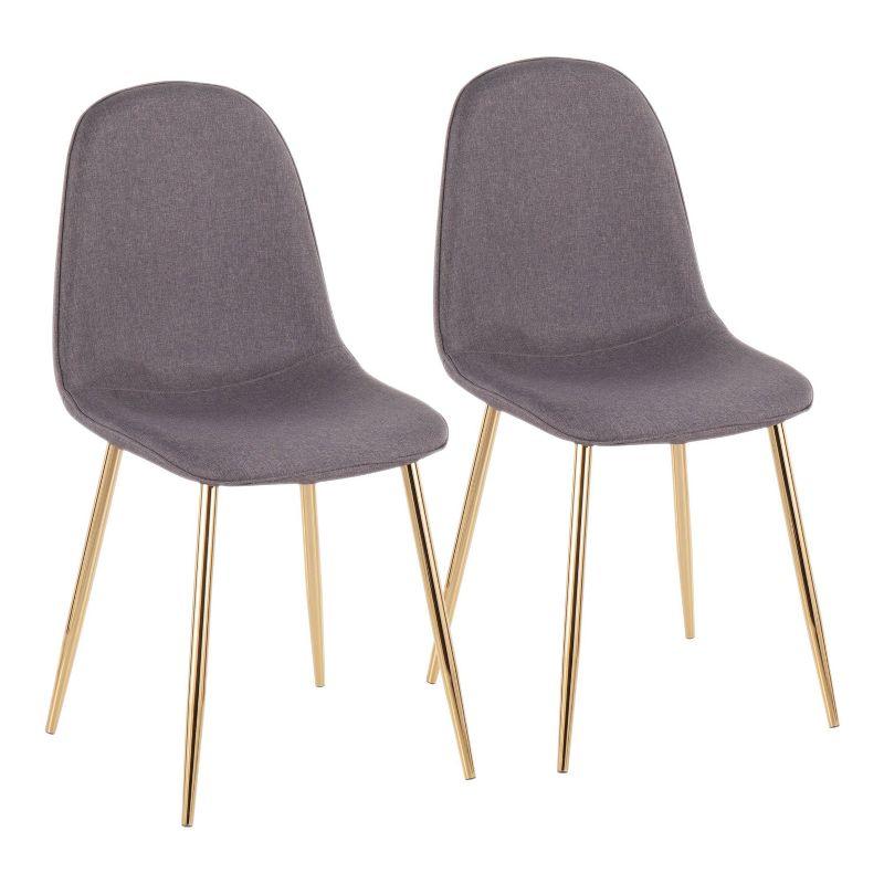 Set of 2 Pebble Contemporary Dining Chairs Gold/Charcoal: Upholstered, Metal Legs - LumiSource