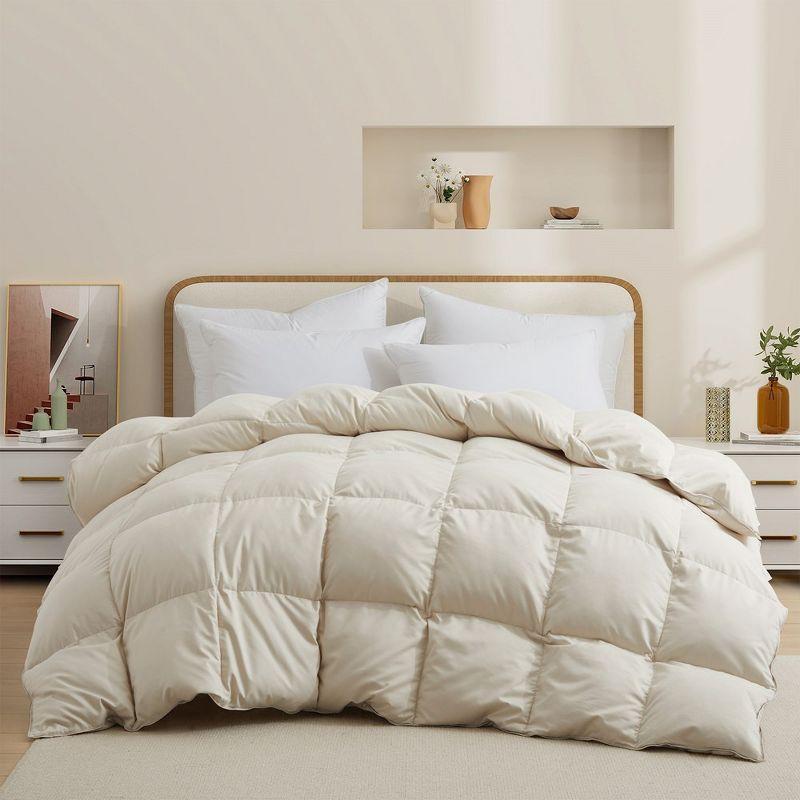 Cream Twin All-Season Goose Down Comforter Duvet Insert