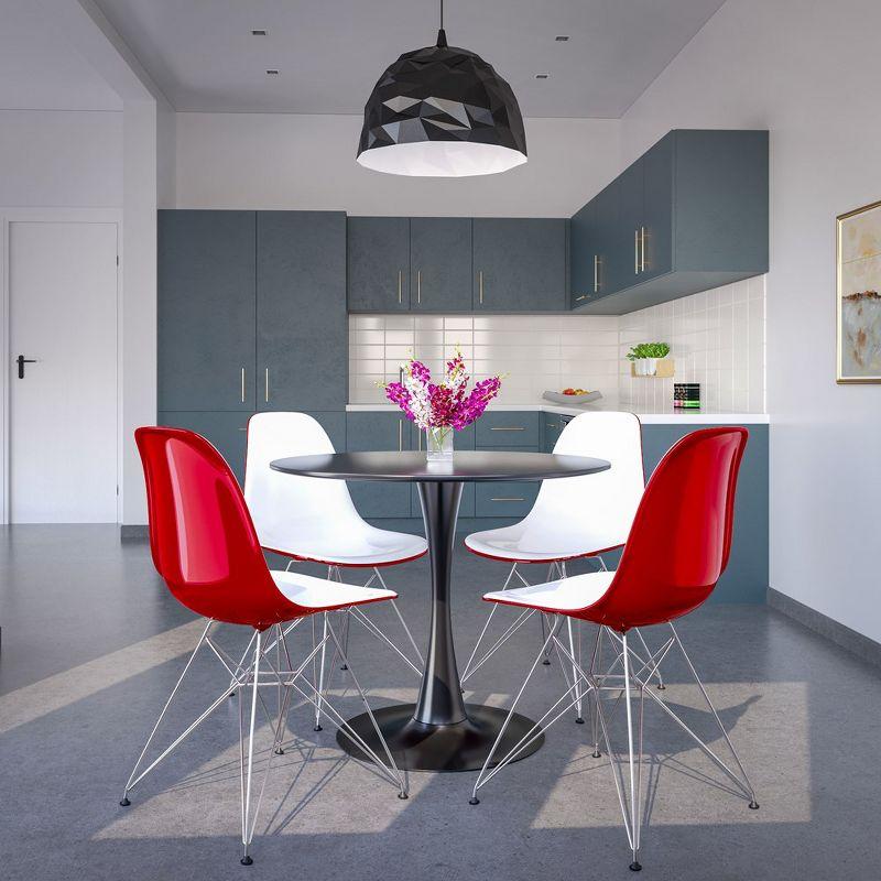 LeisureMod Cresco Modern Acrylic Dining Chair – Eiffel Chrome Base, Stylish Accent Chair for Contemporary Dining Rooms & Kitchen Tables