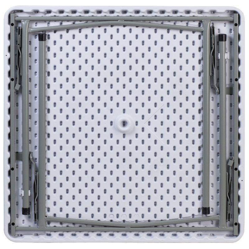 Emma and Oliver 2.81-Foot Square Granite White Plastic Folding Table - Card Table/Game Table