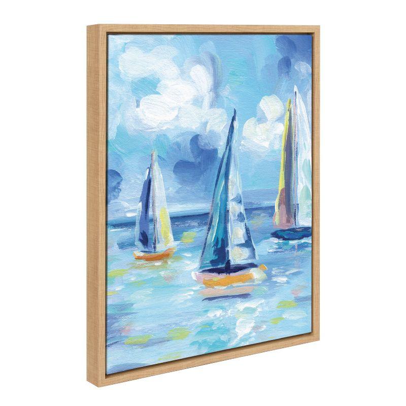 18" x 24" Sylvie Come Sail Away Framed Canvas by Rachel Christopoulos Natural - Kate & Laurel All Things Decor