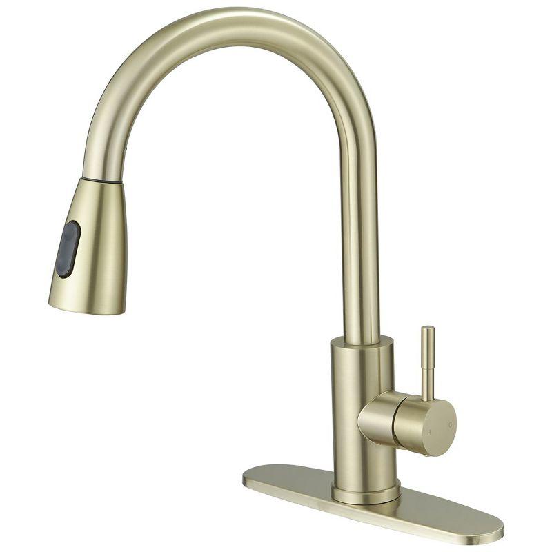 Brushed Gold Single Handle Pull Down Kitchen Faucet