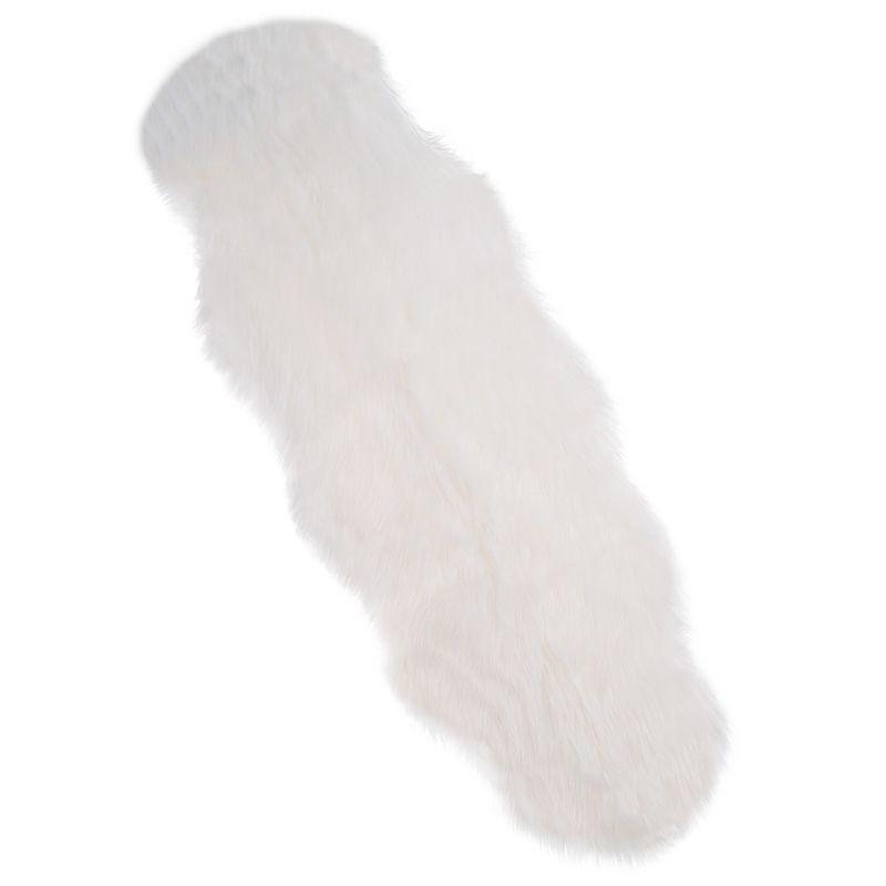 White Faux Sheepskin Fur Washable Throw Rug 15" x 12"