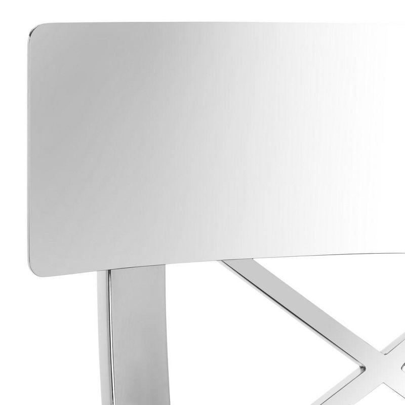 Zoey 39''H Stainless Steel Cross Back Bar Stool - FOX2034 - Chrome/Black - Safavieh Couture