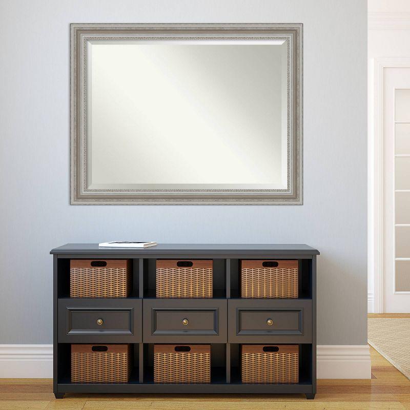 46" x 36" Parlor Framed Wall Mirror Silver - Amanti Art: Modern Beveled, No Assembly Required