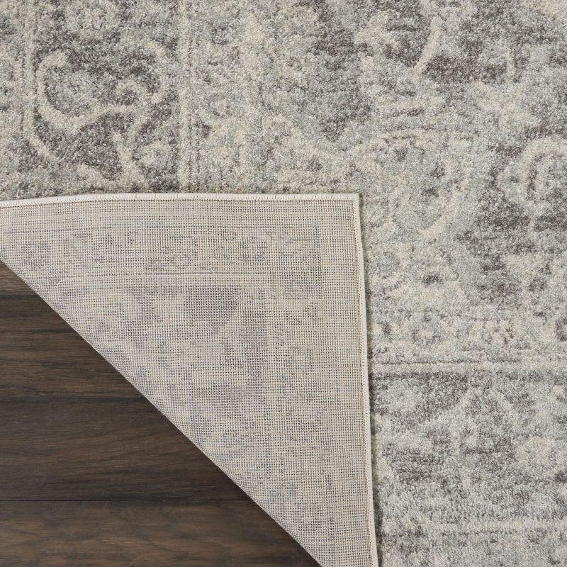 Ivory and Grey Synthetic Rectangular 6' x 9' Area Rug