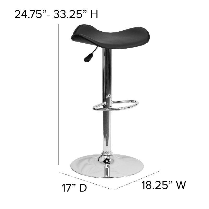 Black Adjustable Height Swivel Barstool with Chrome Base