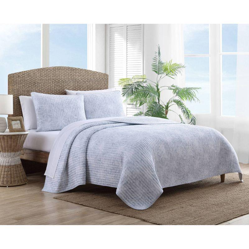 Makena Blue Cotton Reversible Full Quilt Set