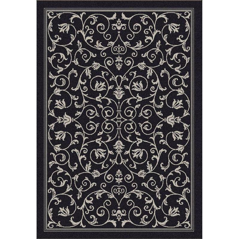 Black and Sand Synthetic Square Indoor/Outdoor Area Rug