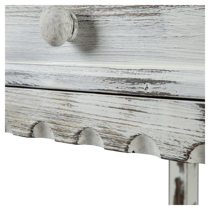 Antique White Cottage-Inspired Media Console with Storage Shelf