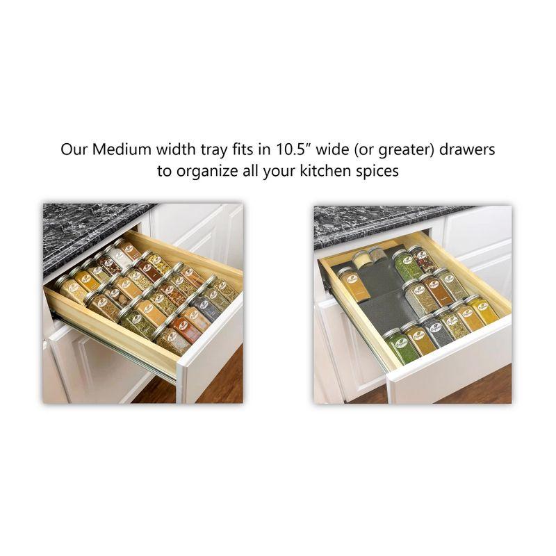 LYNK PROFESSIONAL® Spice Drawer Organizer - Heavy Gauge Steel 4 Tier Spice Rack - Silver Metallic