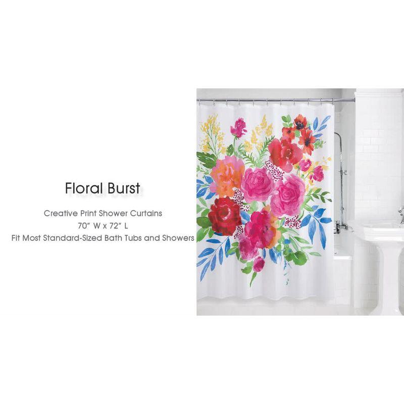 Floral Burst Shower Curtain - Allure Home Creations: Botanical Microfiber Bath Decor, Machine Washable