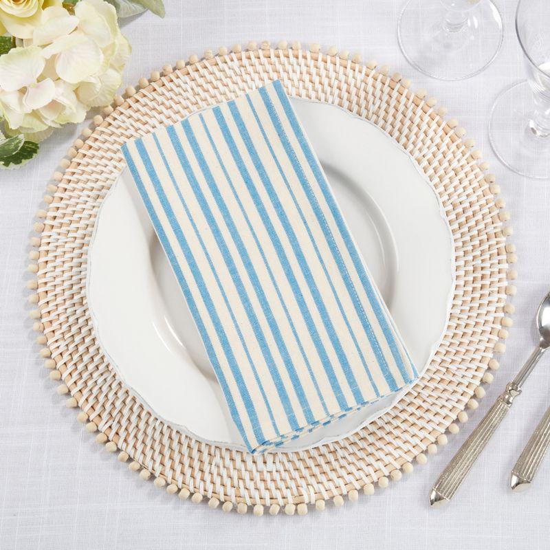 Saro Lifestyle Dauphine Collection Striped Design Dinner Napkin (Set of 4), 20", Blue