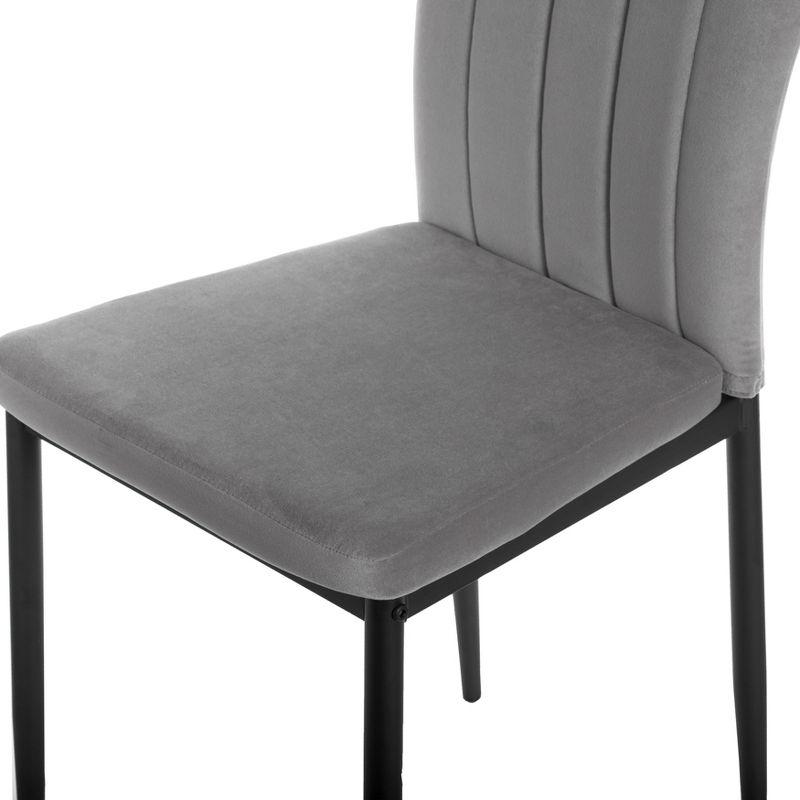 Fabulaxe Gray Modern And Contemporary Tufted Velvet Upholstered Accent Dining Chair
