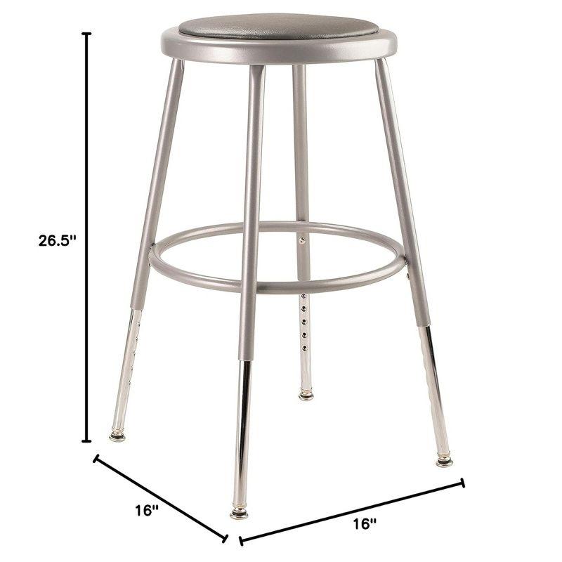 Adjustable Metallic Grey Steel Stool with Vinyl Padded Seat