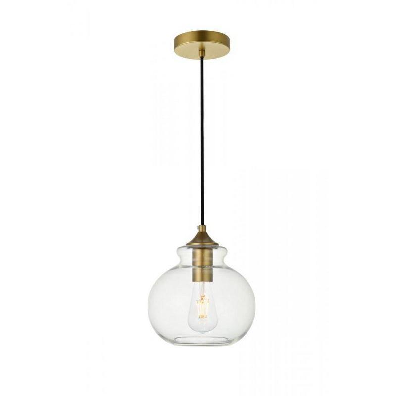 Elegant Lighting Destry 1 Light Brass Pendant With Clear Glass