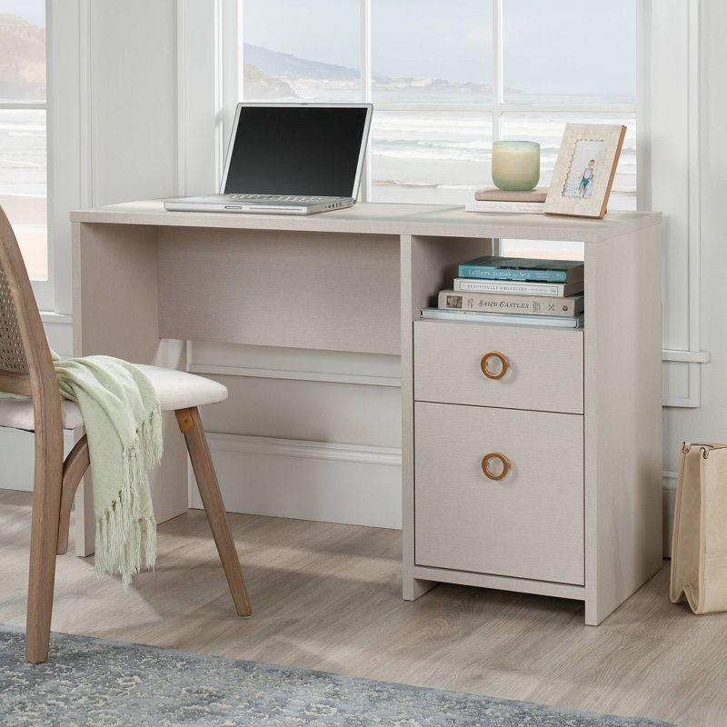 Dove Linen White Wood Desk with Drawer and Filing Cabinet