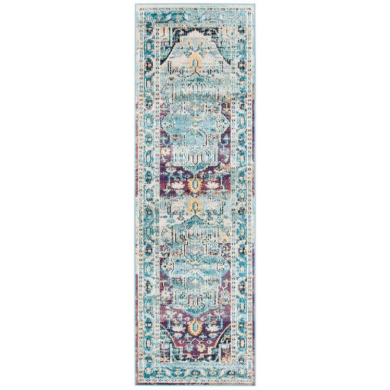 Teal and Purple Synthetic Hand-knotted Round Area Rug