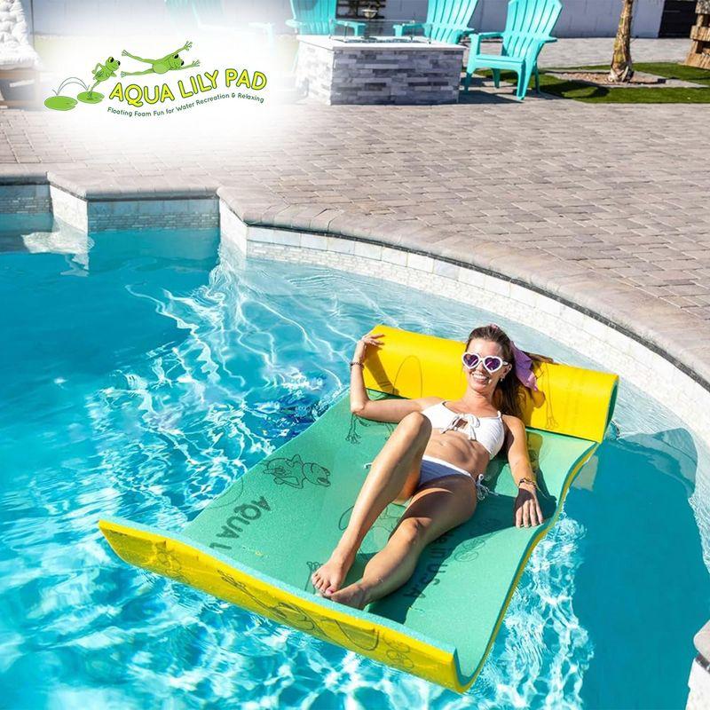 Green and Yellow Foam Floating Pool Lounger with Storage Bag