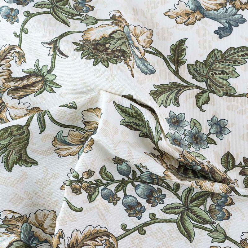 Ellis Curtain Madison Floral Design Printed Natural Ground 1.5" Rod Pocket Tailored Valance 58" x 15" Blue