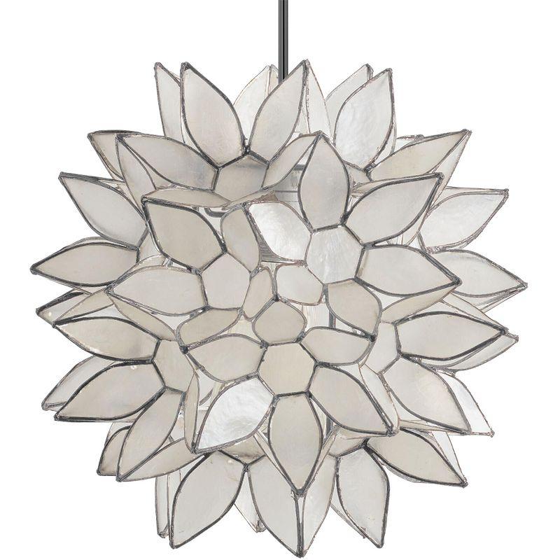 White Capiz Shell Lotus Pendant Light with Copper Frame