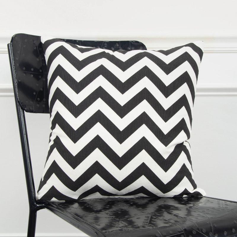 18"x18" Chevron Poly Filled Square Throw Pillow - Rizzy Home: Contemporary Indoor Decorative Cushion, Canvas Texture, Machine Washable