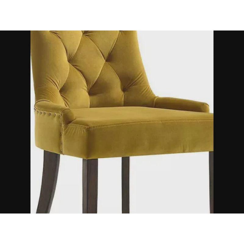 22" Farren Accent Chair Green Velvet/Espresso Finish - Acme Furniture: Linen Upholstery, Nailhead, Tufted Back