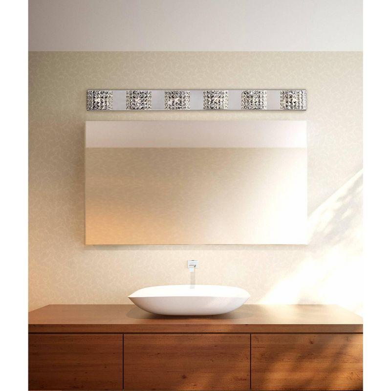 Vienna Full Spectrum Cesenna Modern Wall Light Chrome Hardwire 55" 6-Light Fixture Clear Crystal for Bedroom Bathroom Vanity Reading Living Room House