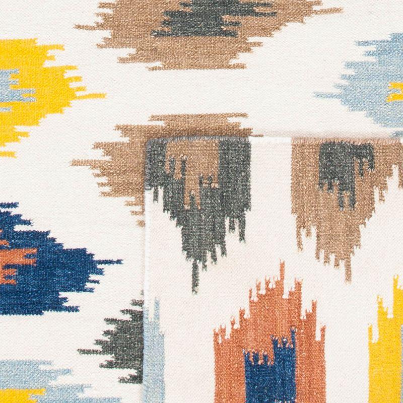 Dhurries DHU648 Hand Woven Area Rug - Ivory/Multi - 6'x9' - Safavieh.