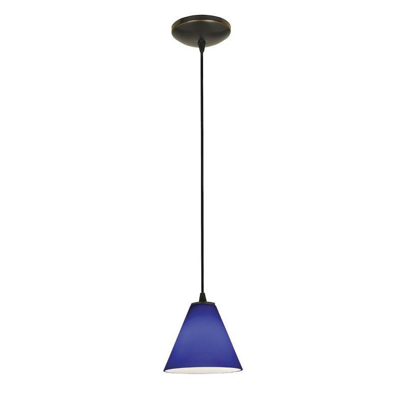 Oil Rubbed Bronze and Cobalt Glass Pendant Light