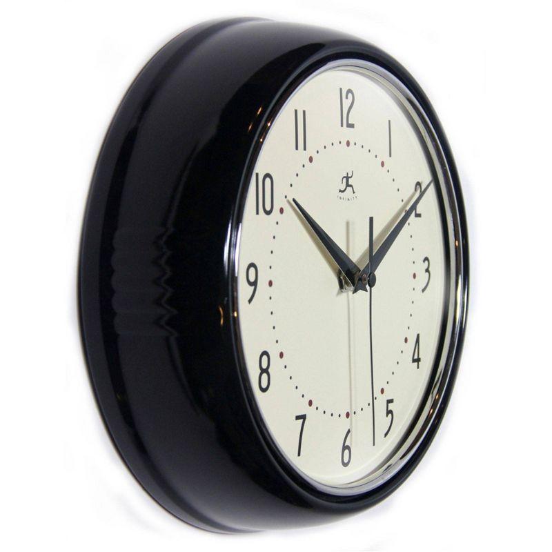 9.5" Black Retro Metal Wall Clock with White Face