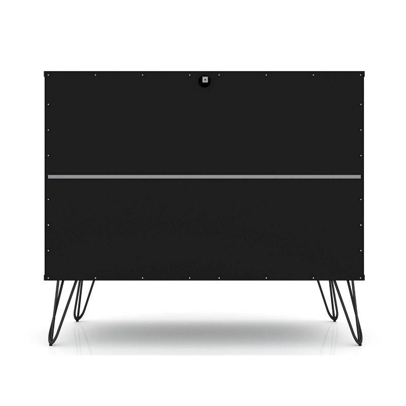 Rockefeller Dresser Black - Manhattan Comfort: MDF Composite Frame, 3-Drawer Storage for Bedroom