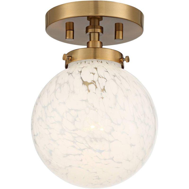 Mid-Century Modern Warm Gold Art Glass Globe Ceiling Light